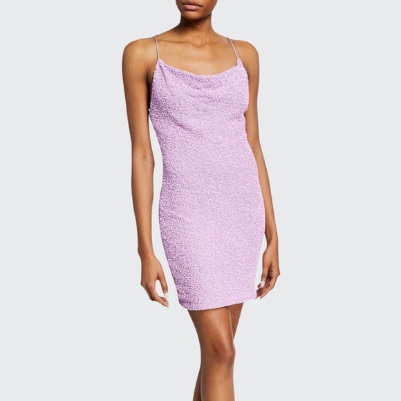 Alice Olivia Harmie Sequin Cowl-Neck Mini Cocktail Dress Orchid